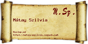 Mátay Szilvia névjegykártya